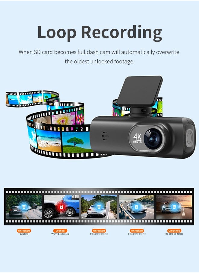 Digisand - Dash Cam 4K Dual-Cchannel Dash Car Camera Recorder 3840*2160P With GPS WiFi Car DVR 24H Parking Monitor Black Box - Image 1