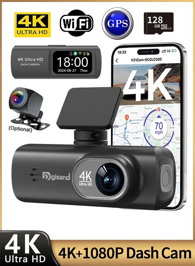 Digisand Dash Cam 4K Dual-Cchannel Dash Car Camera Recorder 3840*2160P With GPS WiFi Car DVR 24H Parking Monitor Black Box - Image 1