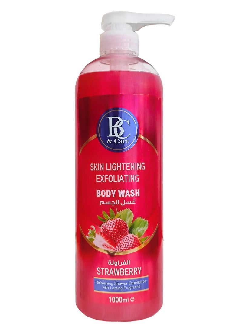 BC & CARE - Strawberry Skin-Lightening Exfoliating Body Wash: Refreshing Shower Experience with Lasting Fragrance - 1000ml - Image 1