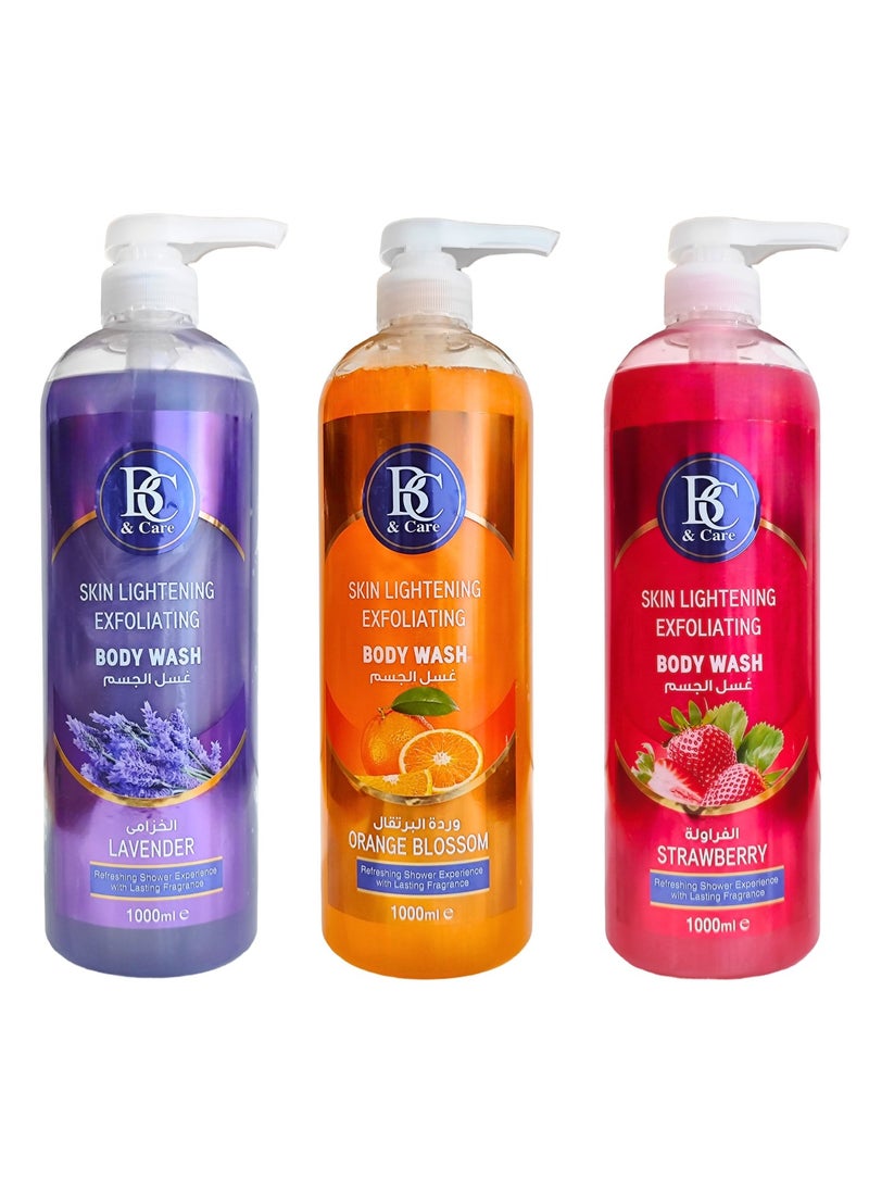 BC & CARE - Strawberry Skin-Lightening Exfoliating Body Wash: Refreshing Shower Experience with Lasting Fragrance - 1000ml - Image 1