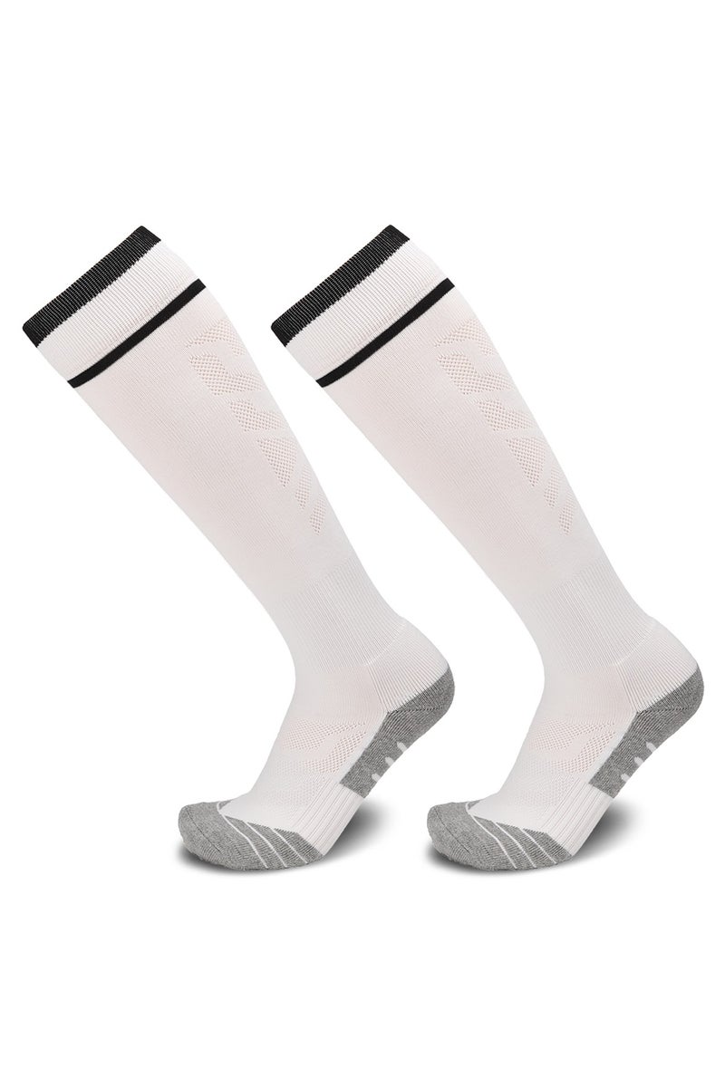 جناح السماء جوارب كرة قدم طويلة للركبة للرجال والنساء، جوارب رياضية مبطنة، جوارب رياضية للكبار للجنسين - أحمر - زوجان - Image 1