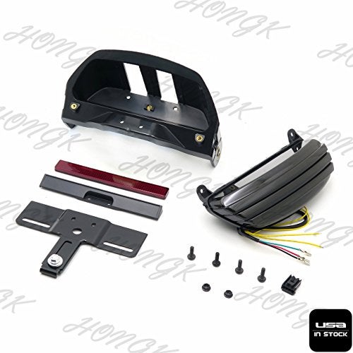 HONGK- US Smoked Tri-Bar Wide Fender LED Tail Light Bracket Compatible with H-D FXST FXSTB [B0734DH4RK] - Image 2