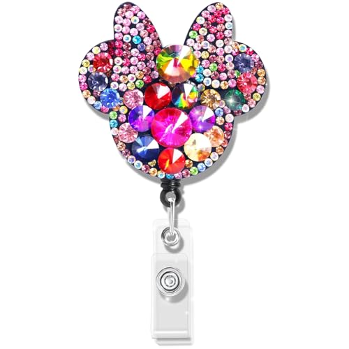 KYLELOVE Retractable Badge Holder Rhinestone Bling Nursing Badge Reels with ID Clip for Nurses Doctors Students,24 inch Retractable Cord - Image 1