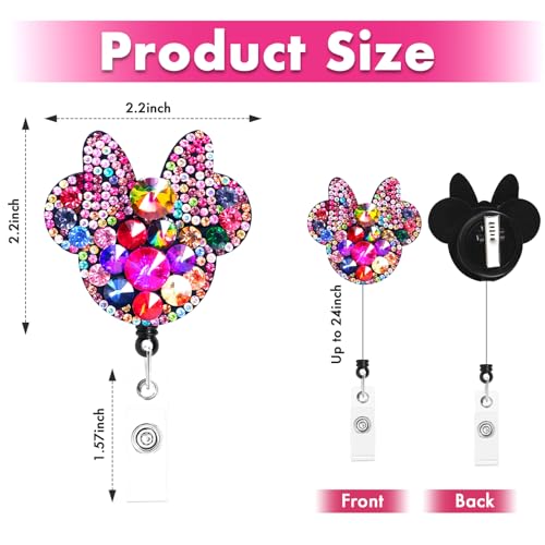 KYLELOVE Retractable Badge Holder Rhinestone Bling Nursing Badge Reels with ID Clip for Nurses Doctors Students,24 inch Retractable Cord - Image 2