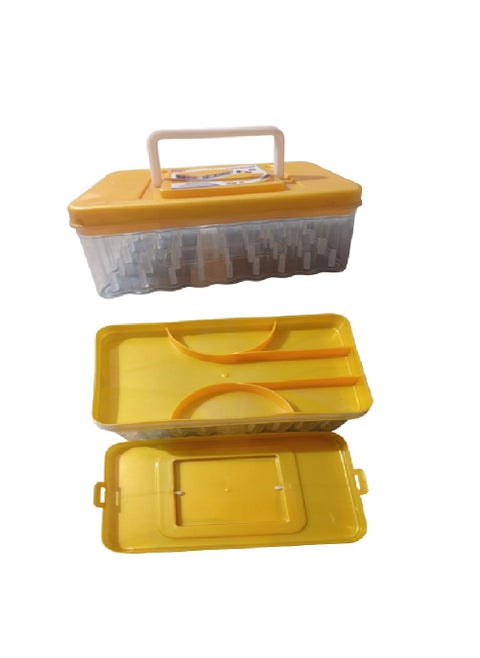 Shri RaghuviR Glow Heavy Plastic 90 Degree 45 Reels Storage Sewing Organizer Rectangular Tailoring Accessories Box with 27 Needle Kit Free Empty Big Size Box 45 Spools Tailor kit