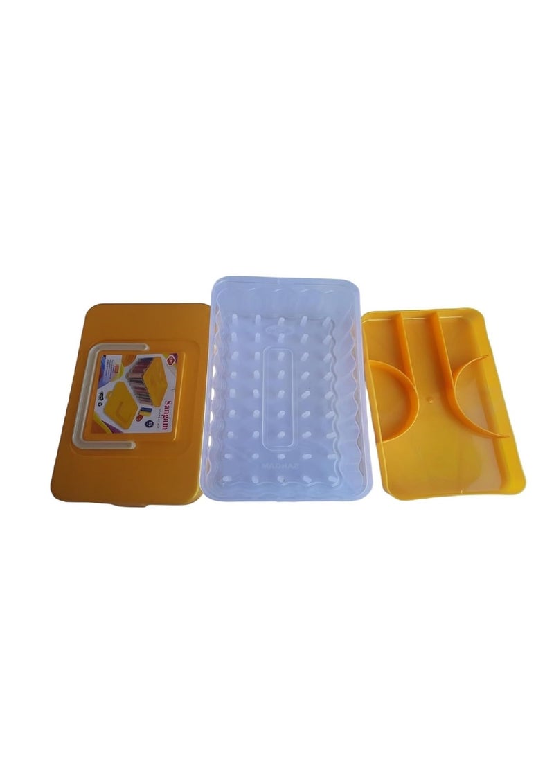 Shri RaghuviR Glow Heavy Plastic 90 Degree 45 Reels Storage Sewing Organizer Rectangular Tailoring Accessories Box with 27 Needle Kit Free Empty Big Size Box 45 Spools Tailor kit