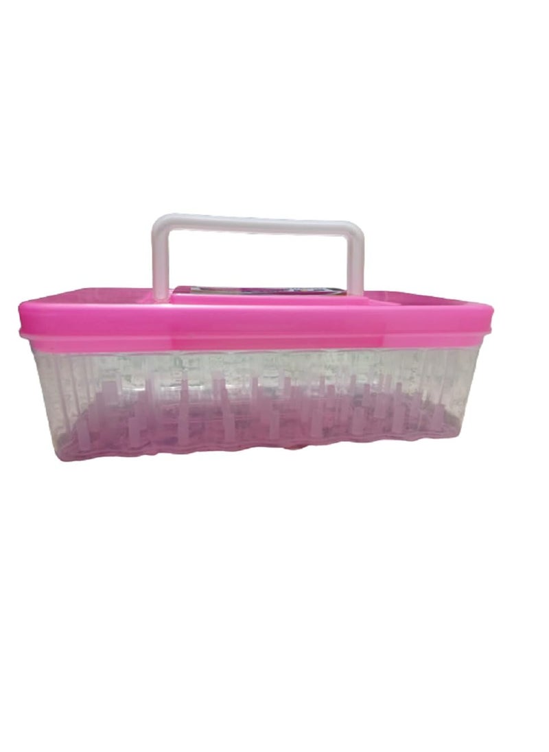 Shri RaghuviR Glow Heavy Plastic 90 Degree 45 Reels Storage Sewing Organizer Rectangular Tailoring Accessories Box with 27 Needle Kit Free Empty Big Size Box 45 Spools Tailor kit