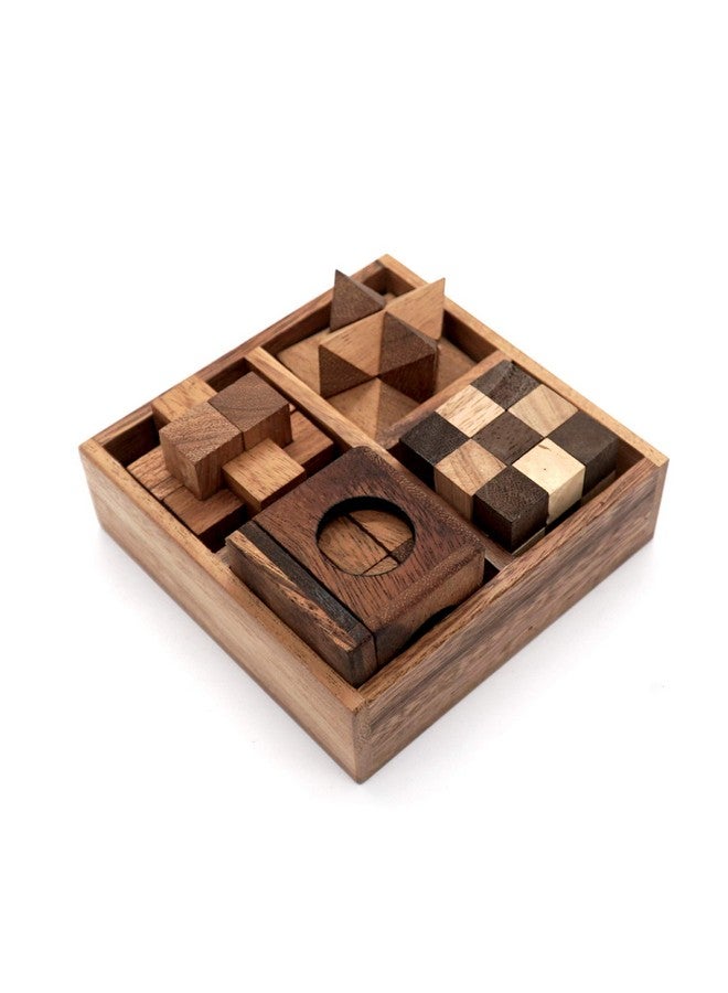 BSIRI Wooden Puzzle Box Set (4 Games) - Challenging Brain Teasers 3D Puzzles for Adults, Interlocking Games for IQ Test. Ideal for Rustic Patio Decor, Unique Gift for Christmas and Birthdays - Image 2