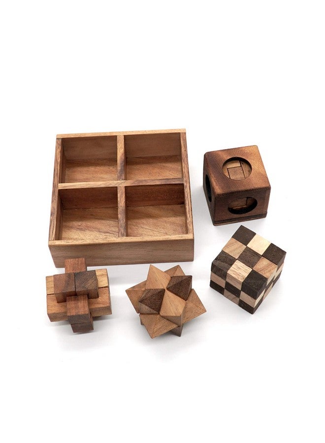 BSIRI Wooden Puzzle Box Set (4 Games) - Challenging Brain Teasers 3D Puzzles for Adults, Interlocking Games for IQ Test. Ideal for Rustic Patio Decor, Unique Gift for Christmas and Birthdays - Image 3