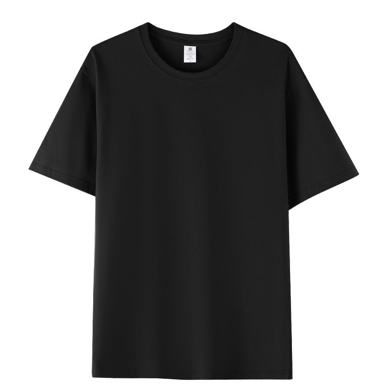 Cotton T-shirt short sleeve heavy cotton short sleeve advertising shirt logo party class clothes loose work clothes custom 230g Black - Image 1