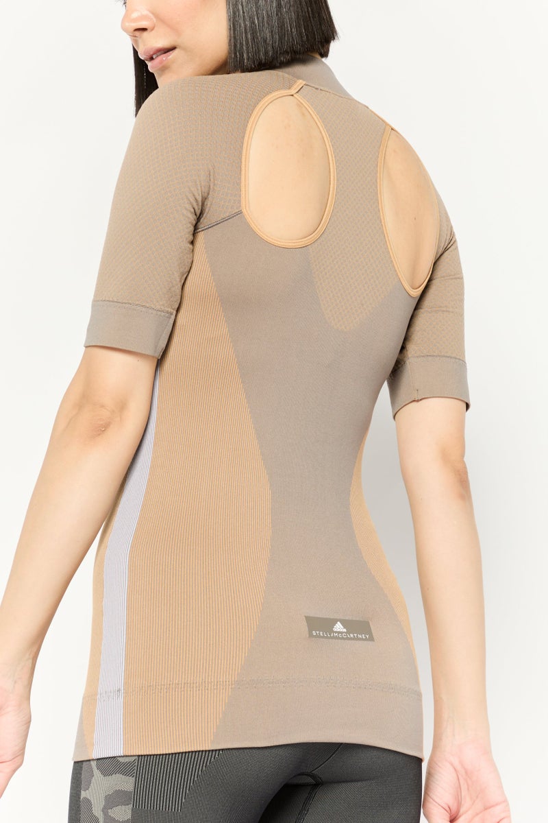 Adidas by Stella McCartney Women Sportswear Fit Short Sleeve Outdoor Top, Taupe - Image 3