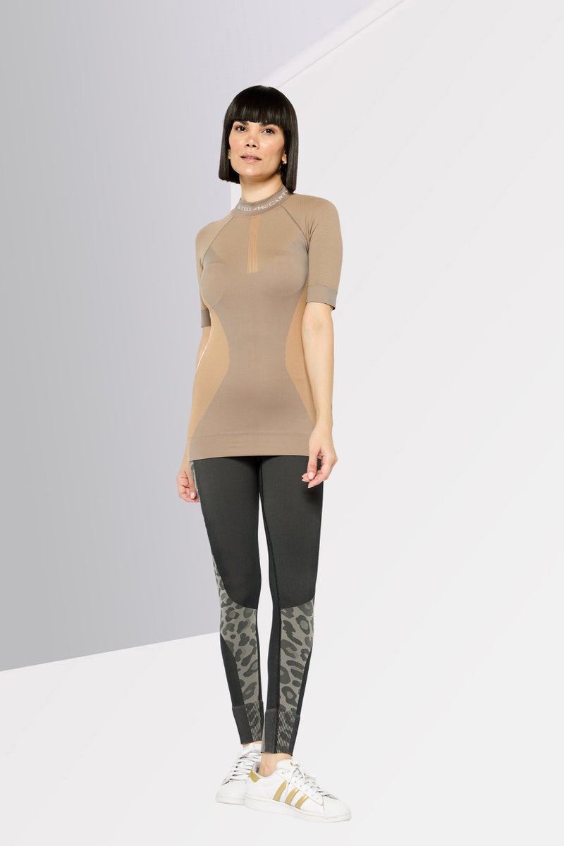 Adidas by Stella McCartney Women Sportswear Fit Short Sleeve Outdoor Top, Taupe - Image 2