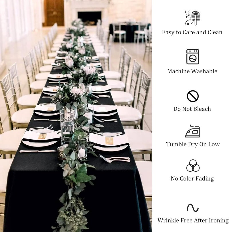 klarako 8 Pack Thick Premium Black Tablecloth 60 x 102 Inch, Rectangle Table Clothes for 6 Foot Rectangle Tables Washable Polyester Fabric Table Covers for Wedding Party Reception Banquet Buffet Restaurant - Image 5
