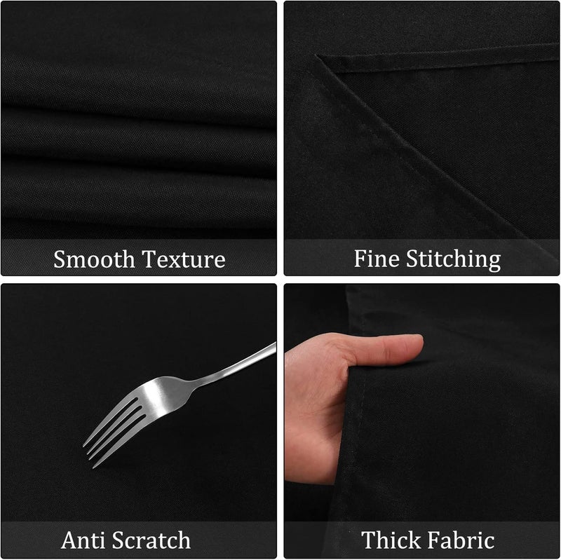klarako 8 Pack Thick Premium Black Tablecloth 60 x 102 Inch, Rectangle Table Clothes for 6 Foot Rectangle Tables Washable Polyester Fabric Table Covers for Wedding Party Reception Banquet Buffet Restaurant - Image 3