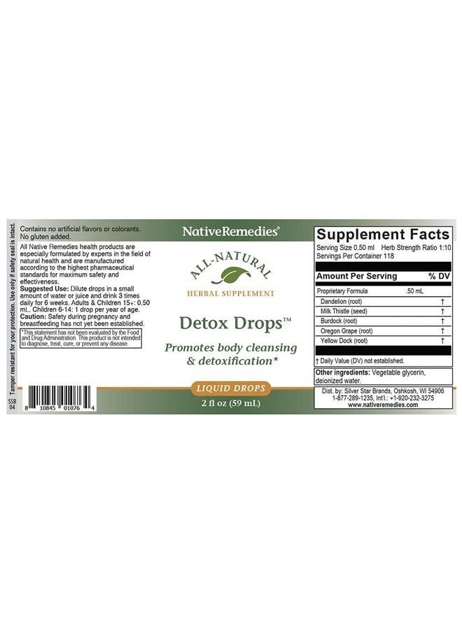 Native Remedies Detox Drops - All Natural Herbal Supplement Promotes Systemic Body Cleansing, Toxin Release and Liver Function and Detoxification - 59 mL  - Image 2
