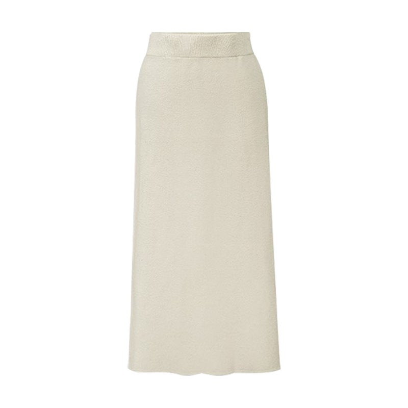 Wool Midi Skirt Women Autumn Winter Plus Size Knitted Pencil Skirt Black