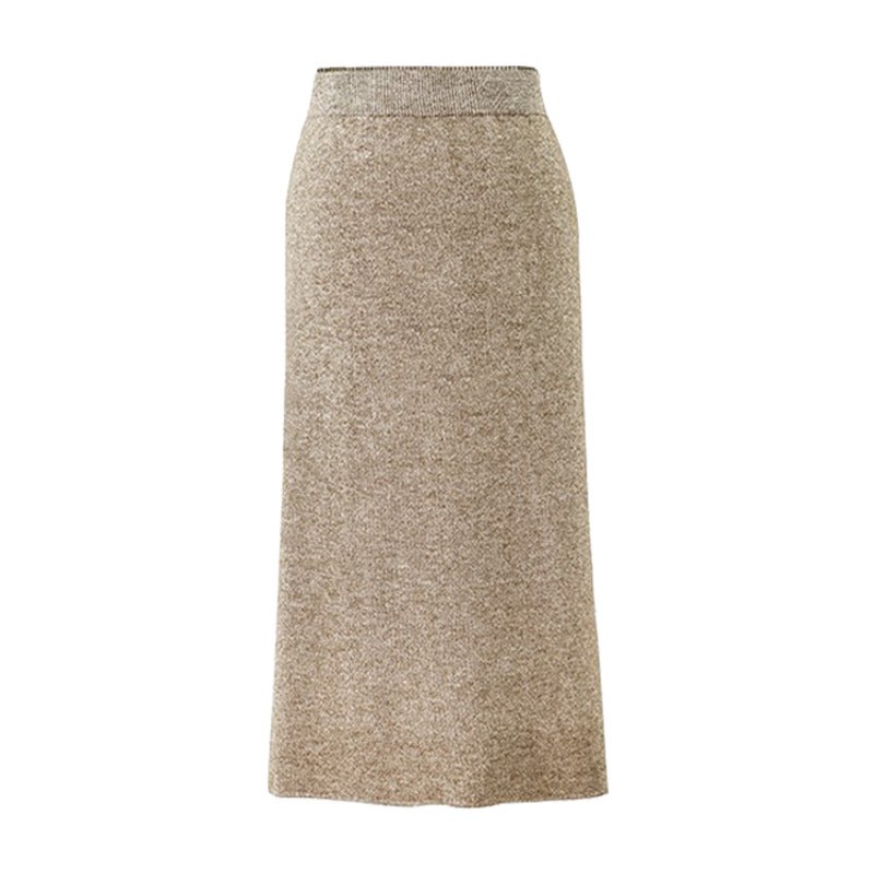 Wool Midi Skirt Women Autumn Winter Plus Size Knitted Pencil Skirt Black