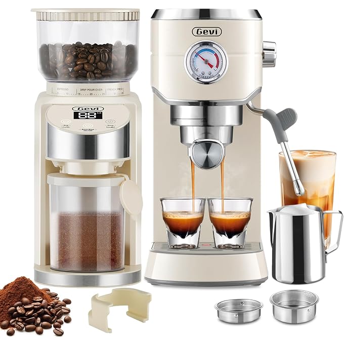 Gevi 20 Bar Espresso Machine with Conical Burr Anti-Static Coffee Grinder | 35 Precise Grind Settings;Removable Water Tank;Include Necessary Accessories;Easy to Clean and Maintain;with Milk Frother; - Image 1