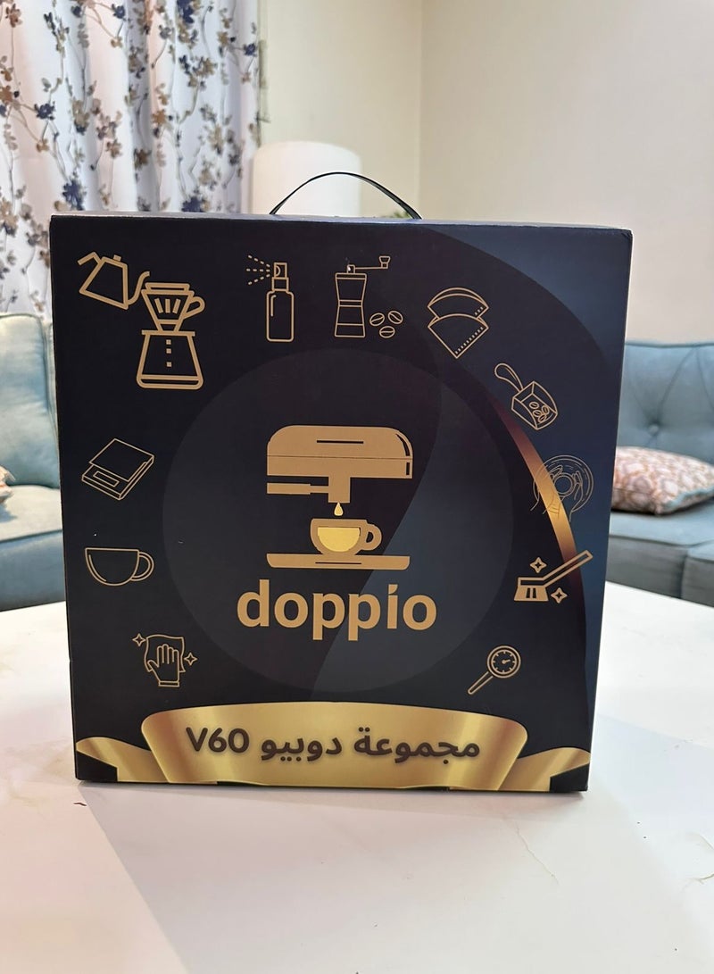 DOPPIO 12 Pcs V60 Premium Pour Over Electric Coffee Maker with Electric Grinder Dripper Set, Coffee Server Pot Size 02, V60 Glass Coffee Dripper with Wood Stand Dripper, Scale (Premium Kit) - Image 4