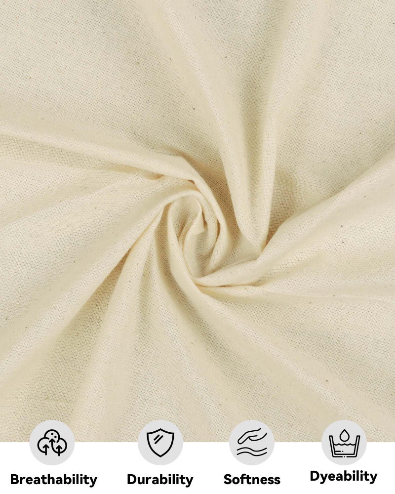 HOTGODEN Light Weight 100% Cotton Muslin Fabric: 63 inch x 2,5,10 Yards Unbleached Muslin Linen Fabric Material for Sewing Material Apparel Cloth - Image 2