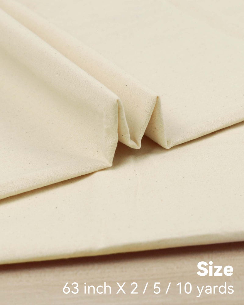 HOTGODEN Light Weight 100% Cotton Muslin Fabric: 63 inch x 2,5,10 Yards Unbleached Muslin Linen Fabric Material for Sewing Material Apparel Cloth - Image 3
