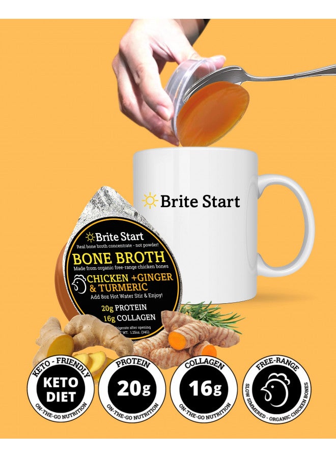 Brite Start Brite Start Bone Broth - Variety Pack - 4 Count - Keto Friendly Concentrate with 16g Collagen, 20g Paleo Protein - Made from Free Range Chicken Bones & Grass Fed Beef - Single Serve Packets - Image 2