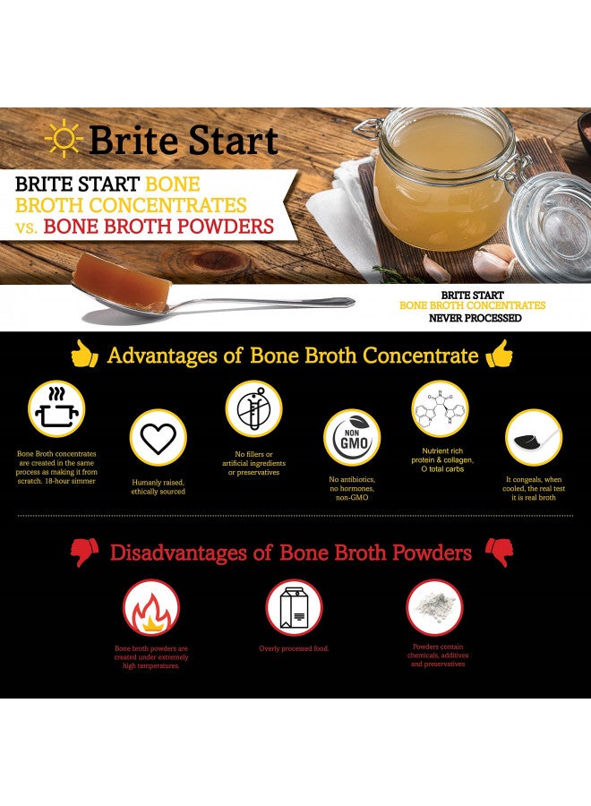 Brite Start Brite Start Bone Broth - Variety Pack - 4 Count - Keto Friendly Concentrate with 16g Collagen, 20g Paleo Protein - Made from Free Range Chicken Bones & Grass Fed Beef - Single Serve Packets - Image 1