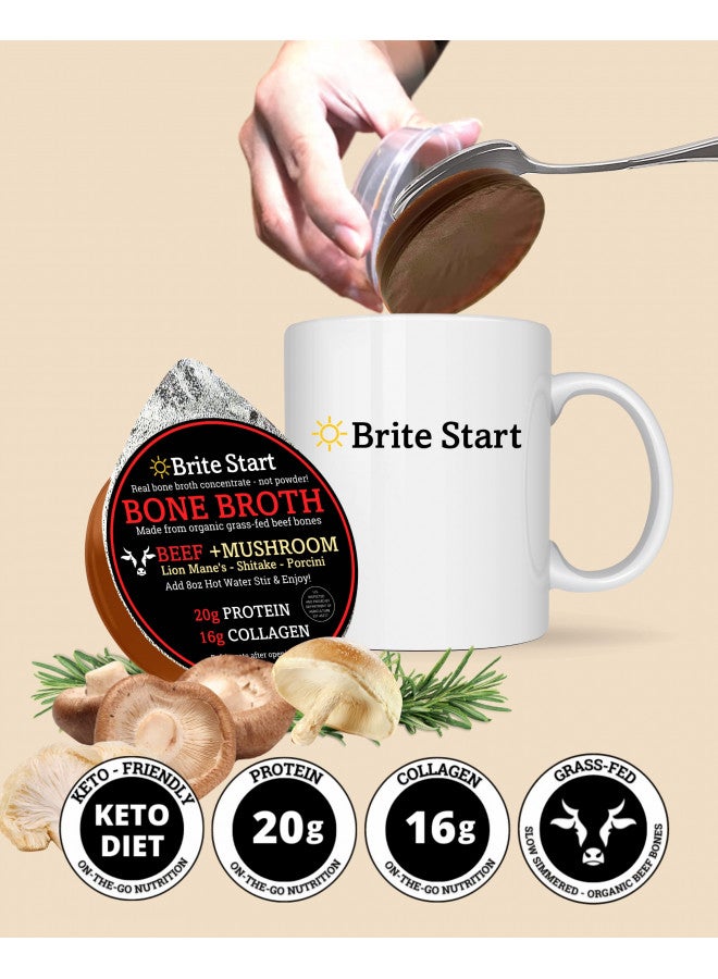 Brite Start Brite Start Bone Broth - Variety Pack - 4 Count - Keto Friendly Concentrate with 16g Collagen, 20g Paleo Protein - Made from Free Range Chicken Bones & Grass Fed Beef - Single Serve Packets - Image 3
