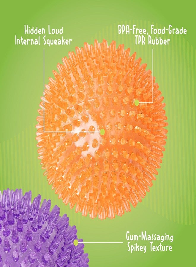 Gnawsome™ 4.5” Spiky Squeaker Ball Dog Toy - Extra Large, Cleans Teeth and Promotes Good Dental and Gum Health for Your Pet, Colors will vary, 4.5" - Image 3