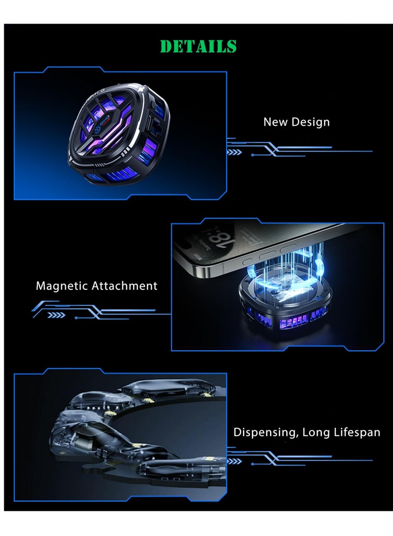 Loquat Magnetic Phone Cooler - Portable Lightweight RGB Mobile Phone Cooling Fan, Phone Radiator with Temperature Display for Mobile Gaming,Tiktok Live Streaming - Image 4
