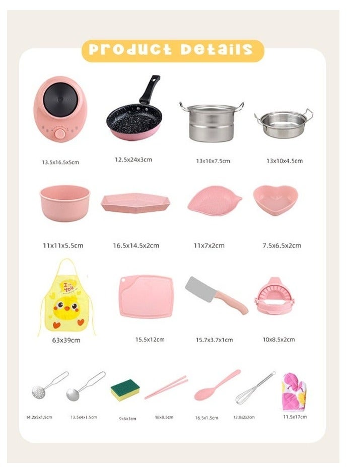 LIXADA 22 قطعة مجموعة مطبخ مصغرة للطهي الحقيقي - مجموعة اللعب الكاملة للطهاة الصغار لتعلم واللعب - Image 5