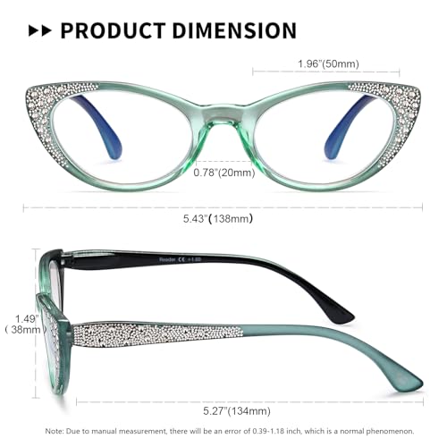 EYEURL Cat Eye Reading Glasses for Women Blue Light Blocking 3 Pack Computer Readers 2.50 with Spring Hinge Eyeglasses Stylish Bright Flashing Design - Image 3