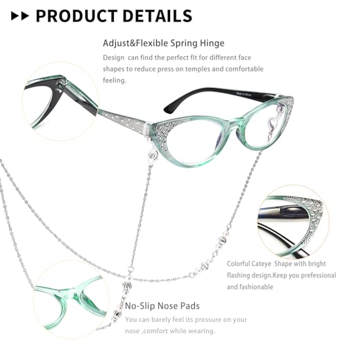 EYEURL Cat Eye Reading Glasses for Women Blue Light Blocking 3 Pack Computer Readers 2.50 with Spring Hinge Eyeglasses Stylish Bright Flashing Design - Image 4
