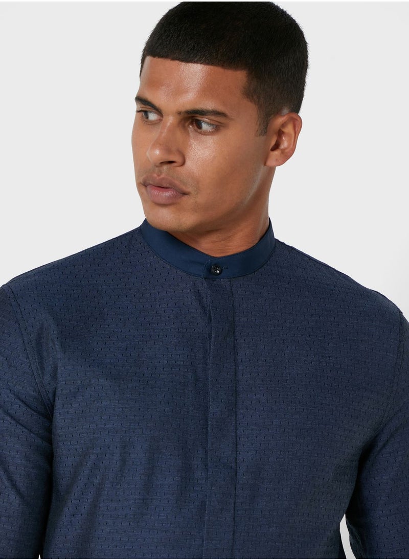 87Origins - Grandad Collar Regular Fir Shirt - Image 1