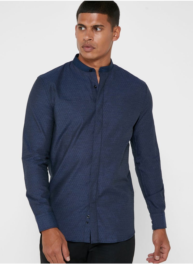87Origins - Grandad Collar Regular Fir Shirt - Image 1