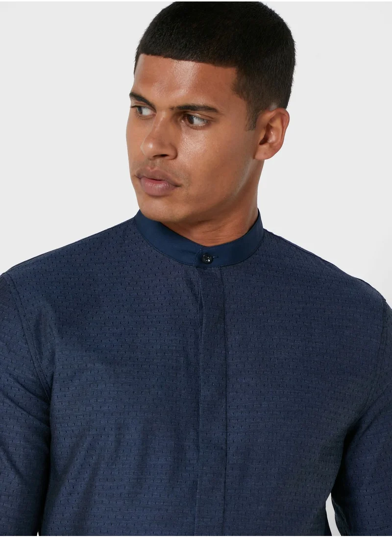 87Origins Grandad Collar Regular Fir Shirt