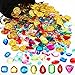 Gejoy 430 Pcs Summer Pool Pirate Party Favors Pirate Treasure Jewels and Gold Fake Coins Booty Chest Play Set with Drawstring Bag for Summer Diving Adventure Themed Party Decorations - Image 3