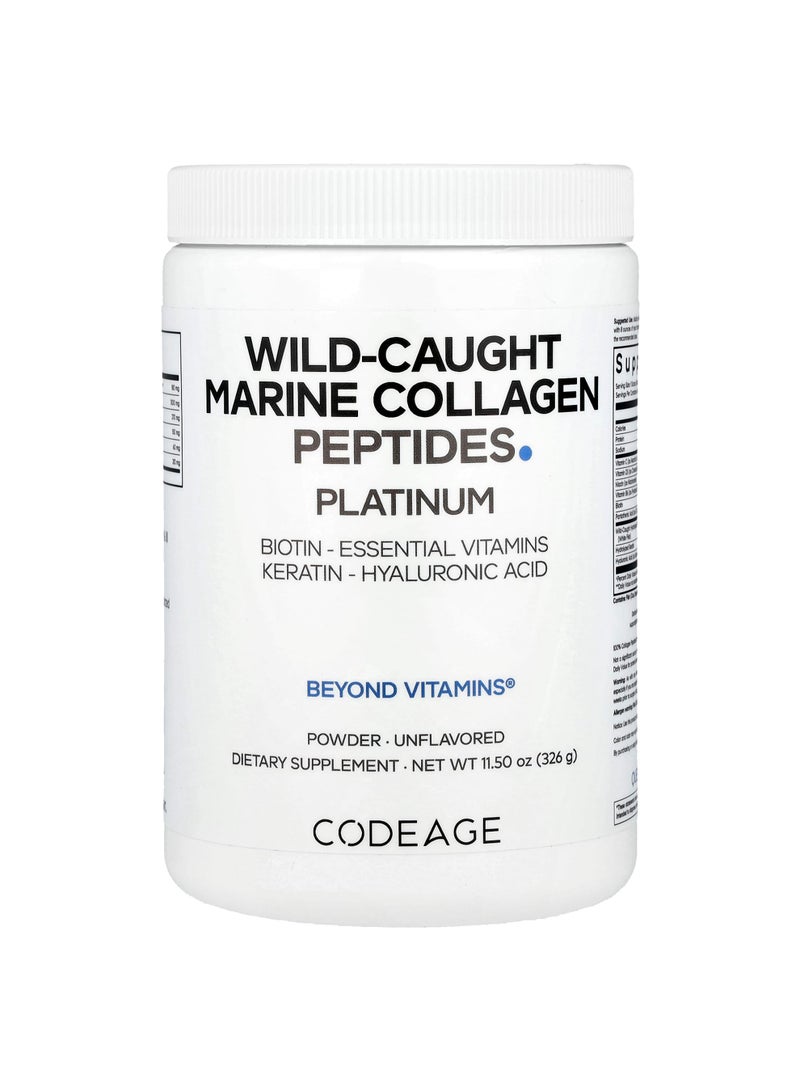 Codeage Wild-Caught Marine Collagen Peptides Powder, Platinum, Unflavored, 11.5 oz (326 g)