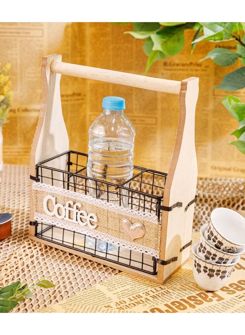 Water and cutlery Wood Holder 