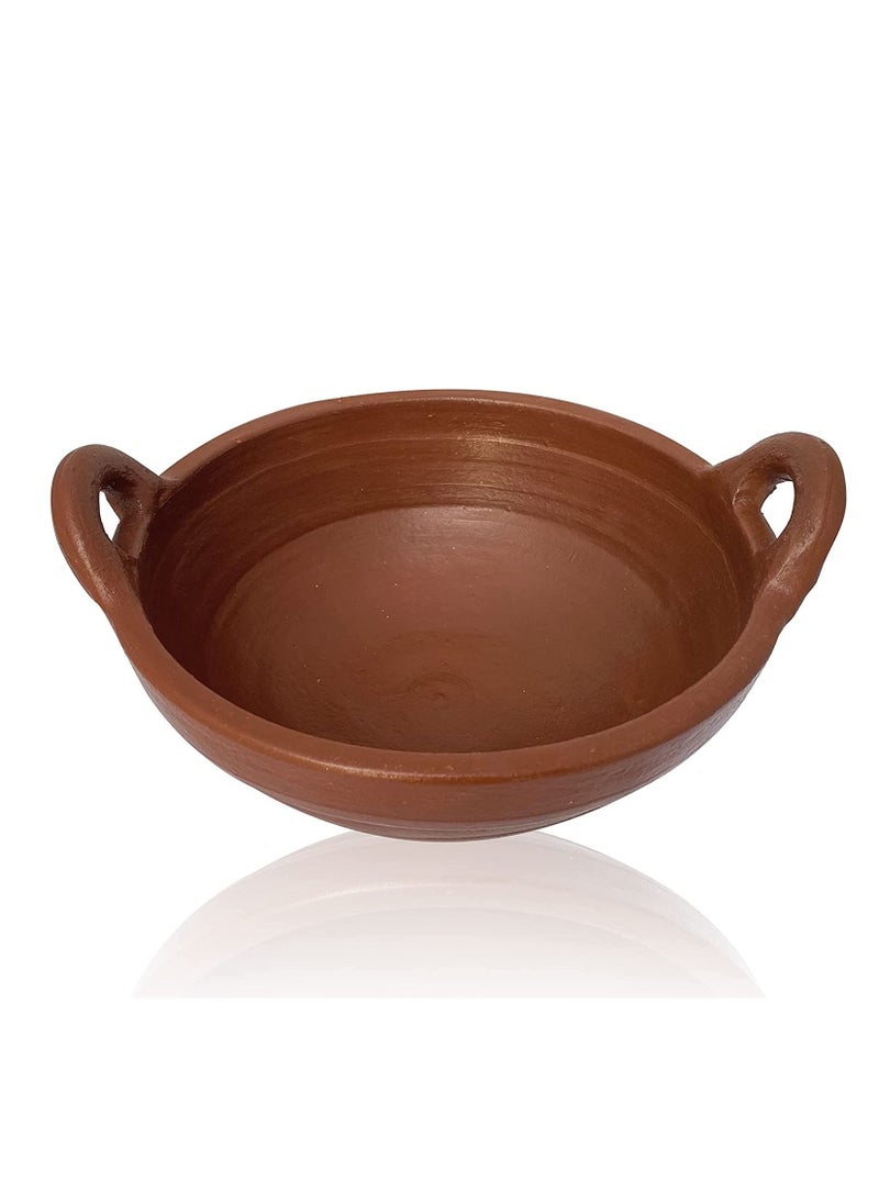 TAJ Handmade Earthen Clay Kadai Pot, Chatti, Wok, Natural Cookware Serving Pot, Traditional tableware Made by Indian artisan  - Image 1