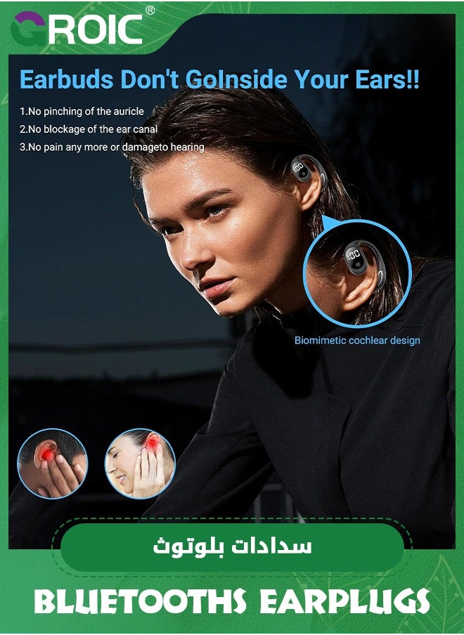GROIC Left Single Ear Buds, Lightweight Waterproof Wireless Bluetooth Headphones Voise Canceling, Open Ear Headset Design for Long-Lasting Comfort, EarBuds for Driving/Business/Office/Trucker/Sport  - Image 4