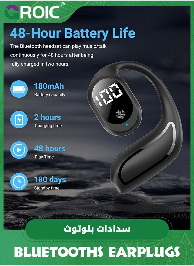 GROIC Left Single Ear Buds, Lightweight Waterproof Wireless Bluetooth Headphones Voise Canceling, Open Ear Headset Design for Long-Lasting Comfort, EarBuds for Driving/Business/Office/Trucker/Sport  - Image 5