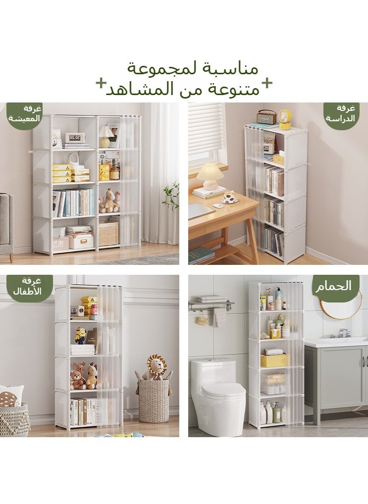 Denzoz 5-Tier Kitchen Bookshelf Rack Floor Simple Home Multi-Layer Living Room Storage Cabinet Narrow Gap Small Bookcase Against The Wall Corner Storage Cabinet Organizers Shelves Storage Organizer With Handles(White)  - Image 4
