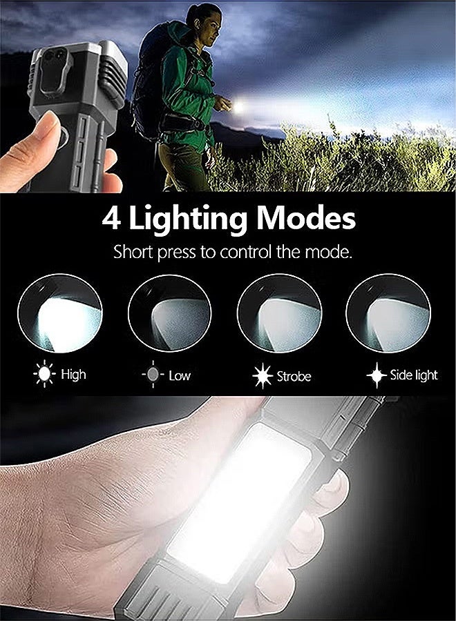 Photon مصباح يدوي عالي السطوع ومقاوم للماء، مصباح يدوي LED مزود بمطرقة لشحن الهاتف المحمول، 3 أوضاع إضاءة خارجية، سطوع قابل للتعديل (أسود) - Image 3