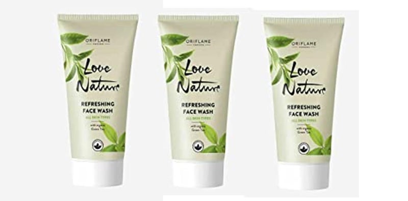 Oriflame love nature refreshing face wash with organic green tea 50 ml pack of 3 - Image 3