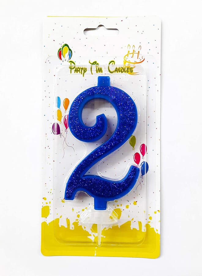 Party Time 1 Piece Birthday Candle Numbers Blue Glitter Happy Birthday Numeral For Weddings Reunions Theme Party Perfect Baby - Image 2