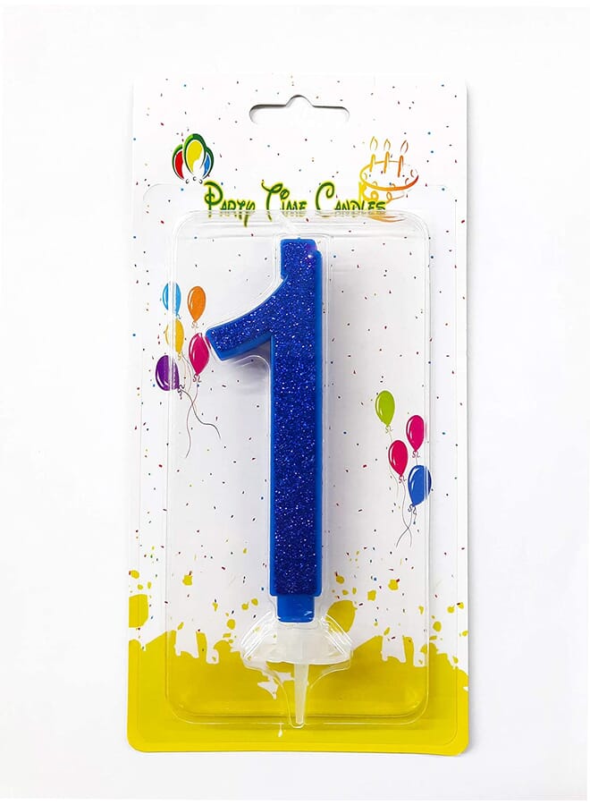 Party Time 1 Piece Birthday Candle Numbers Blue Glitter Happy Birthday Numeral For Weddings Reunions Theme Party Perfect Baby - Image 1