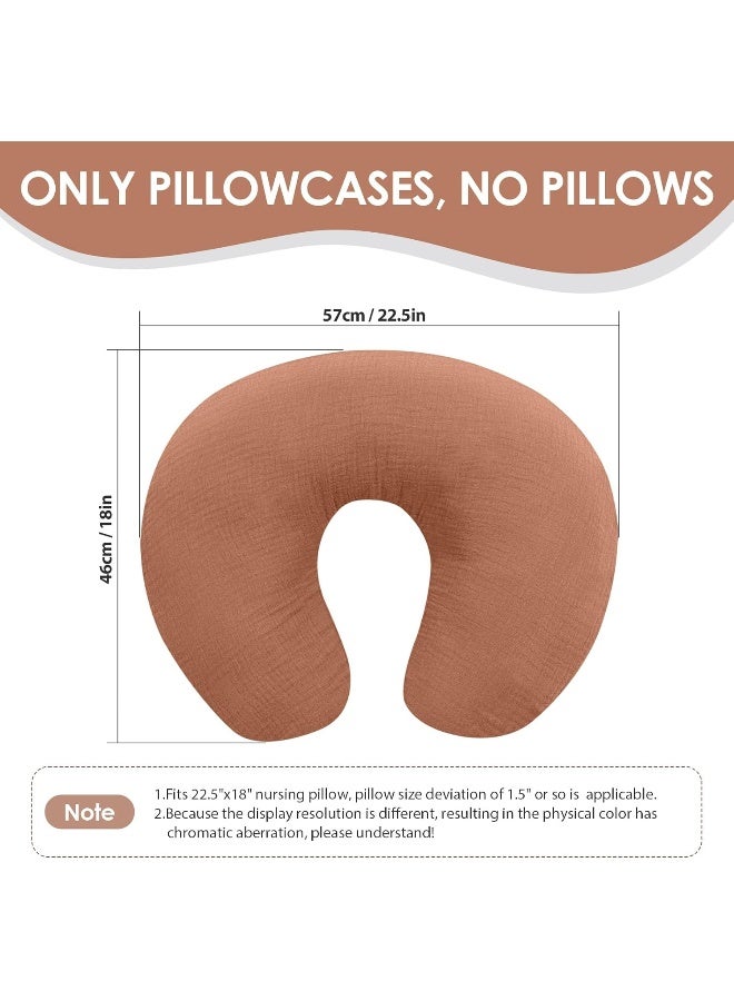 Winmany 2 Pack Muslin Nursing Pillow Covers Soft Cotton Newborn Breastfeeding Pillow Cover Baby Feeding Pillow Slipcover Shower Gifts for Boys Girls (Brown + Beige) - Image 4