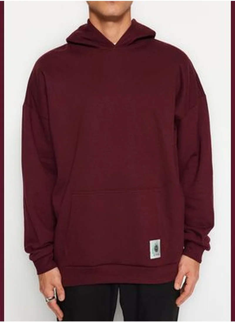 trendyol Brown Men's Oversize Mystical Printed Sweatshirt with a Soft Pile inner TMNAW24SW00150.