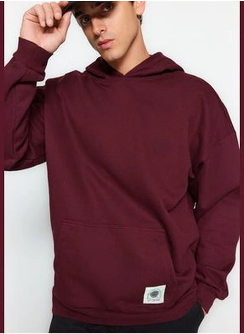 trendyol Brown Men's Oversize Mystical Printed Sweatshirt with a Soft Pile inner TMNAW24SW00150.